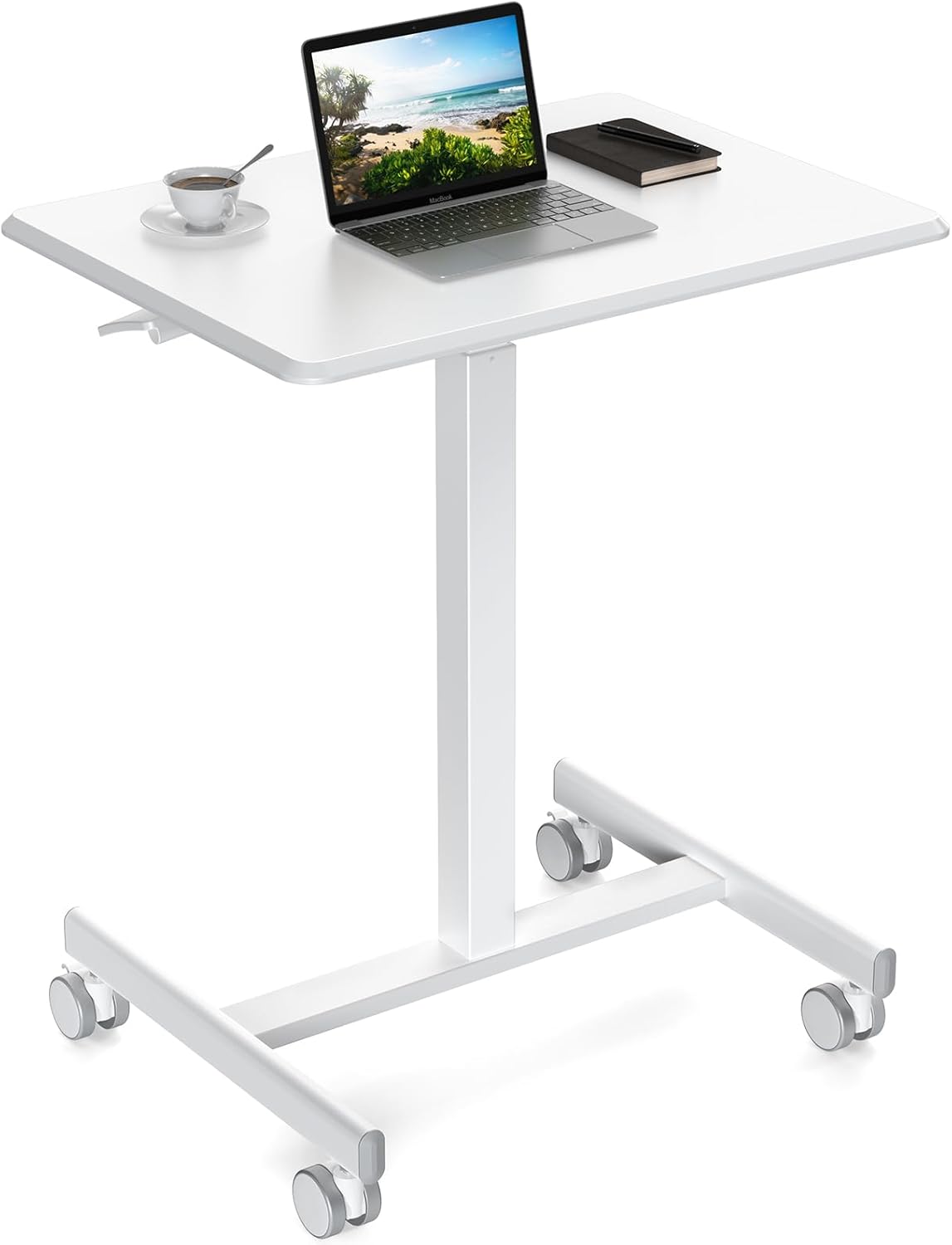 Elevon Small Mobile Rolling Standing Desk - Overbed Table, Teacher Podium with Wheels, Adjustable Height Table, Rolling Desk Laptop Computer Cart for Home, Office, Classroom