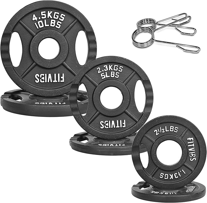 Fitvids Cast Iron 2-Inch Olympic Plate Weight Plate for Strength Training and Weightlifting