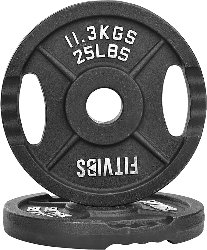 Fitvids Cast Iron 2-Inch Olympic Plate Weight Plate for Strength Training and Weightlifting