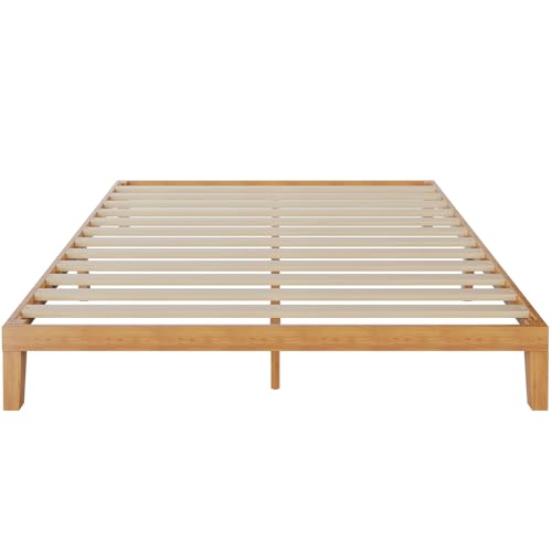 Elevon King Bed Frame, 12’’ Wood Platform Bed Frame with Wooden Slats, 8.5’’ Storage Space Under Bed, No Box Spring Needed, Easy Assembly, Natural Pine