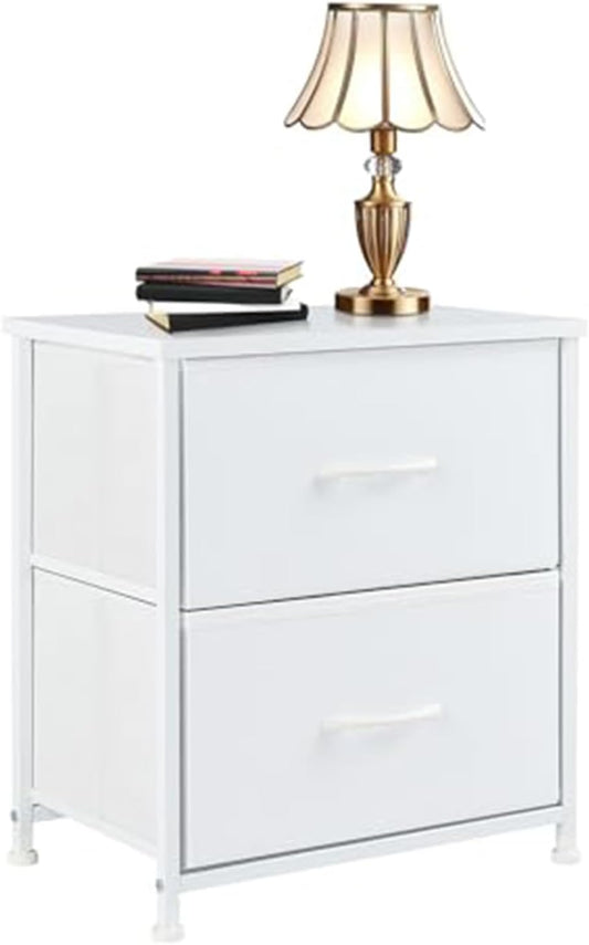 Elevon Nightstand with 2 Drawers, Bedside Table Small Dresser with Removable Fabric Bins, Night Stand, Bedside Furniture, End Table with Fabric Bins for Bedroom, Closet