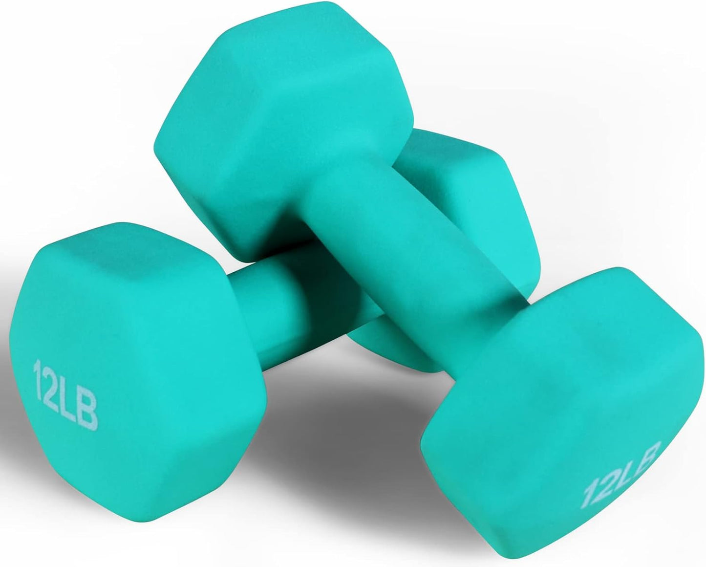 Signature Fitness Neoprene Dumbbell Hand Weights, Anti-Slip, Anti-roll, Hex Shape Colorful, Pair or Set with Stand