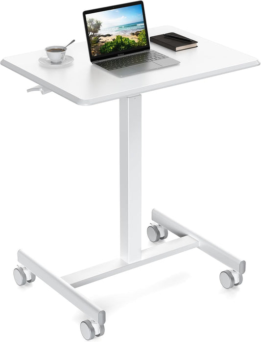 Elevon Small Mobile Rolling Standing Desk - Overbed Table, Teacher Podium with Wheels, Adjustable Height Table, Rolling Desk Laptop Computer Cart for Home, Office, Classroom