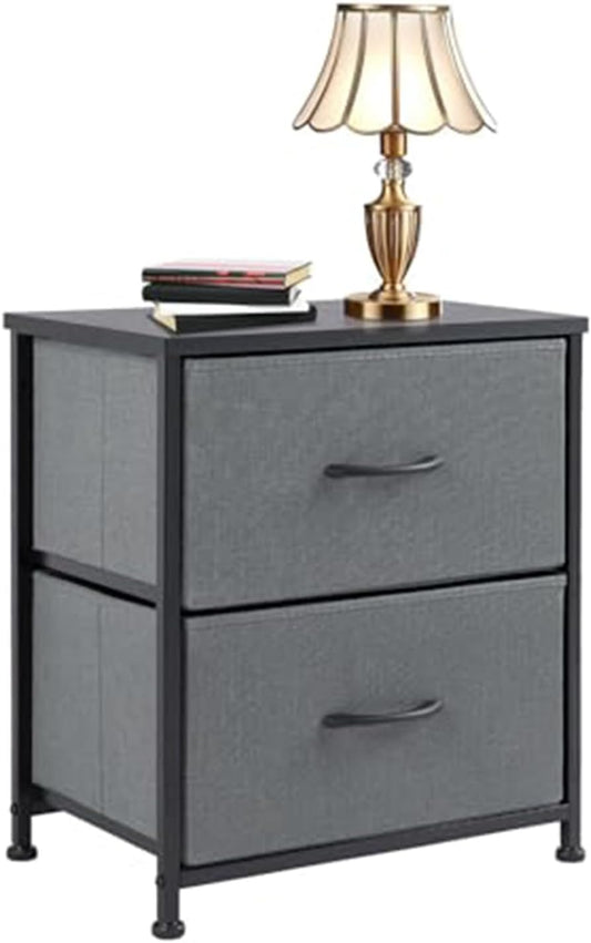 Elevon Nightstand with 2 Drawers, Bedside Table Small Dresser with Removable Fabric Bins, Night Stand, Bedside Furniture, End Table with Fabric Bins for Bedroom, Closet