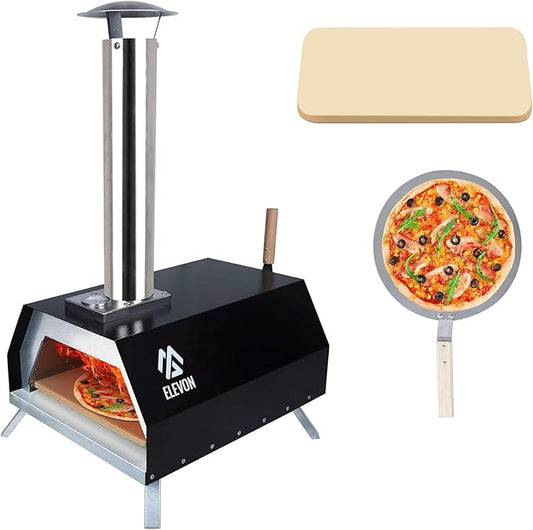 Elevon QD740-ELPO-WSP1 Maker Portable Stainless Steel Grill Outdoors Peel and Pizza Stone, Chrome