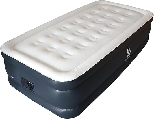 Elevon Air Mattress with Built in Pump - Luxury Double High Inflatable Bed for Home, Travel & Camping, Navy/White, Twin, 18" High