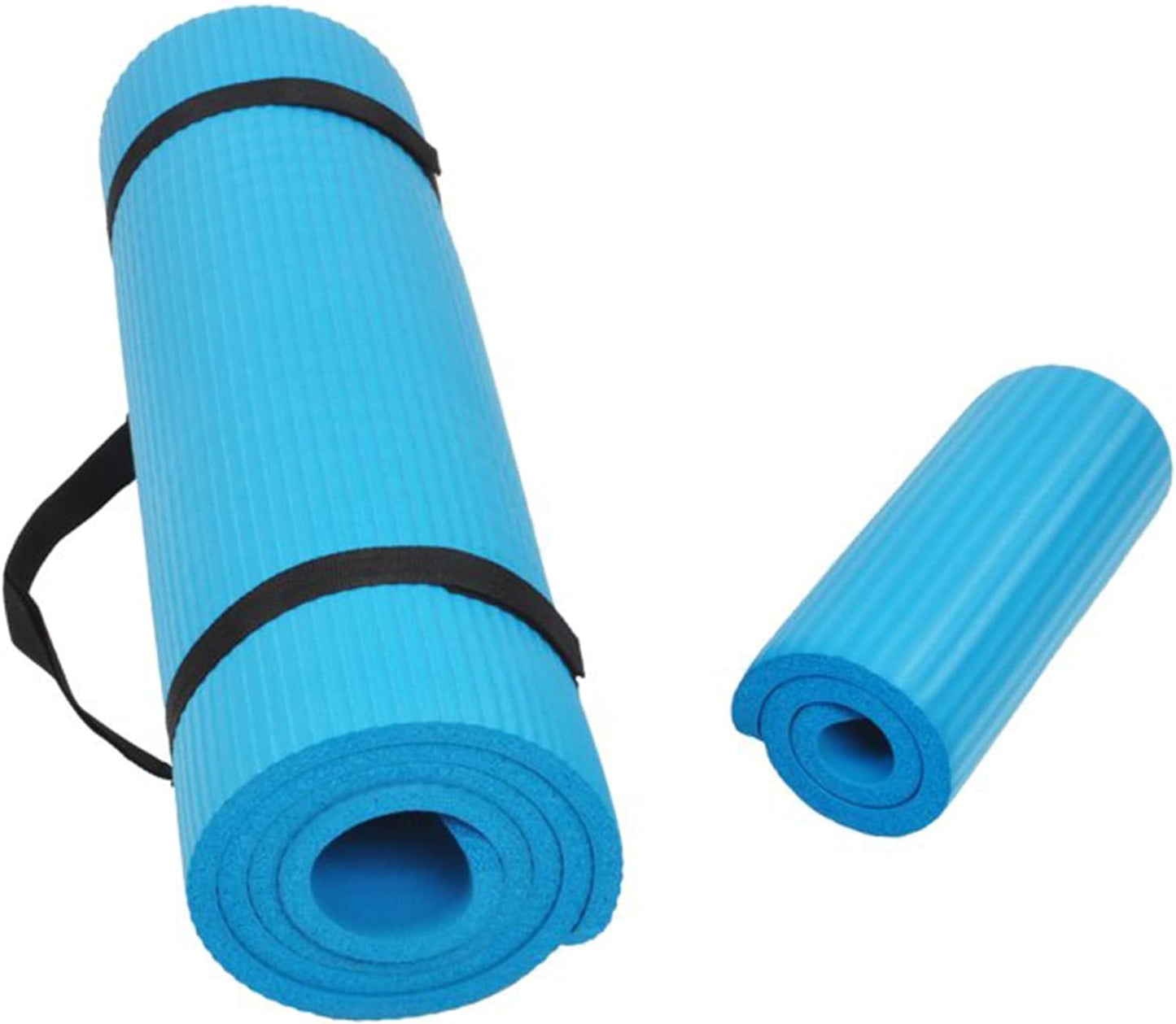 Signature Fitness All Purpose 1/2-Inch Extra Thick High Density Anti-Tear Exercise Yoga Mat and Knee Pad with Carrying Strap and Optional Yoga Blocks, Multiple