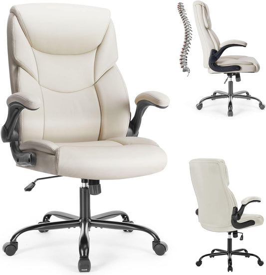 Elevon Computer Gaming Chair, Ergonomic Office Chair Heavy Duty Task Desk Chair with Flip-up Arms, PU Leather, Adjustable Swivel Rolling Chair with Wheels