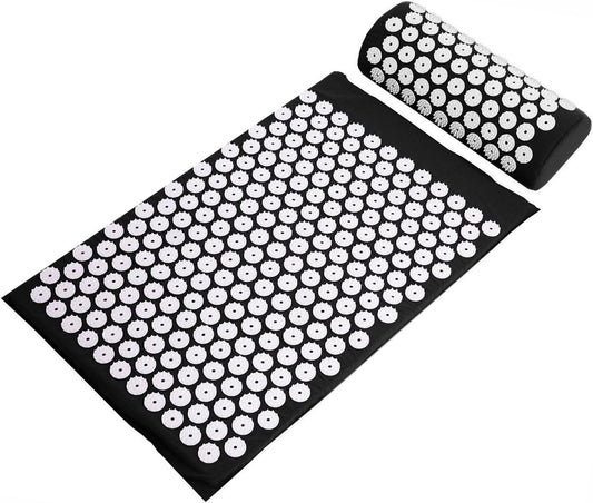 Signature Fitness Acupressure Mat and Pillow Set for Back/Neck Pain, Acupuncture Products to Relieve Muscle Fatigue, Improve Insomnia for Sedentary People, Acupuncture Eases Stress, Massage Mat