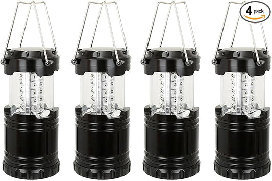 Elevon LED Battery Powered Lanterns, Portable, Waterproof, Collapsible Lights for Camping, Emergency, Hurricane, Storms, and Power Outages, Pack of 4