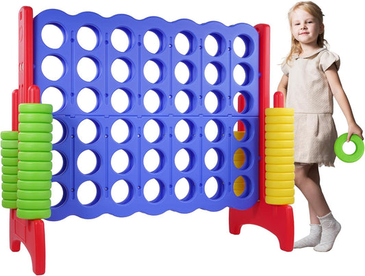 Peekabu Giant 4-in-A-Row Connect Game Outdoor, 3.5FT Jumbo 4-to-Score Yard Game for Kids & Adults, 42 Rings & Quick-Release Slider