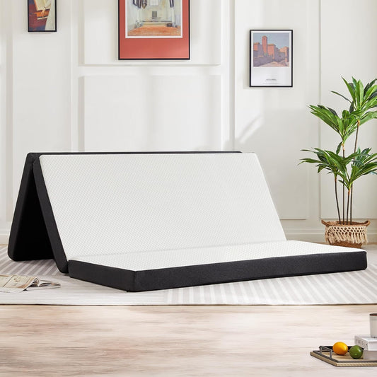 Elevon Folding Mattress, 3-inch Trifold Memory Foam Mattress Topper with Washable Cover, Foldable Floor Mattress Guest Bed Full Size for Camping, Road Trip, 75" x 54" x 3\