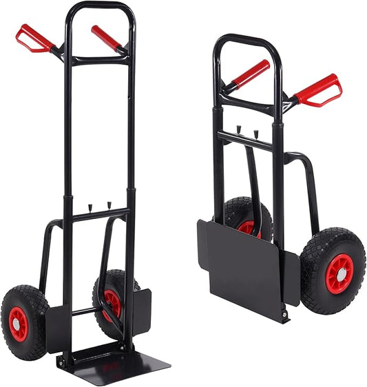 Elevon Folding Flatbed Hand Truck, Telescoping Handle 2-Wheel Portable Dolly Cart, Heavy Duty Utility Cart for Home & Commercial Use, Moving & Cargo Transport - 220LB Capacity, Easy Storage, Black