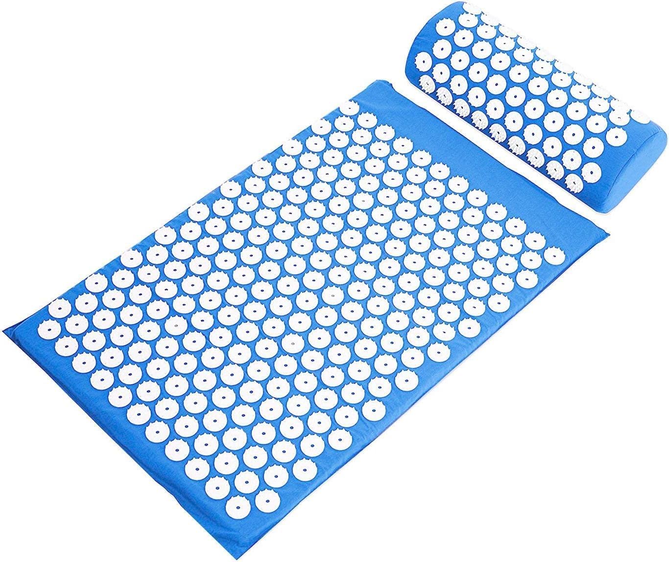 Elevon Acupressure Mat and Pillow Set for Back/Neck Pain, Acupuncture Mat Full Body to Relieve Muscle Fatigue, Massage Point Mats Acupuncture Eases Stress