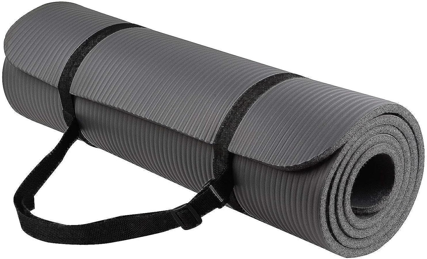 Signature Fitness All Purpose 1/2-Inch Extra Thick High Density Anti-Tear Exercise Yoga Mat with Carrying Strap with Optional Yoga Blocks, Multiple Colors