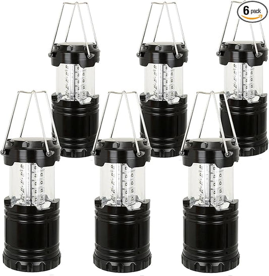 Elevon LED Battery Powered Lanterns, Portable, Waterproof, Collapsible Lights for Camping, Emergency, Hurricane, Storms, and Power Outages, Pack of 6