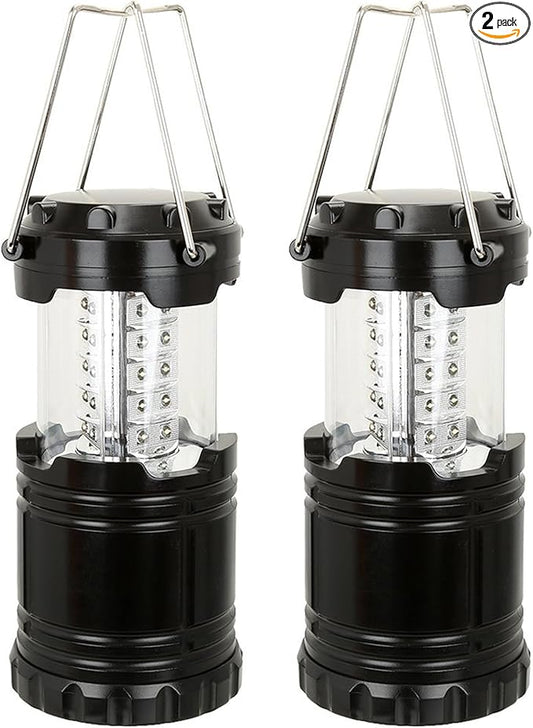Elevon LED Battery Powered Lanterns, Portable, Waterproof, Collapsible Lights for Camping, Emergency, Hurricane, Storms, and Power Outages, Pack of 2