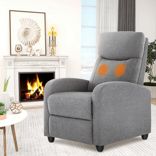 Elevon Recliner Chair for Adults, Massage PU Leather Small Recliner Home Theater Seating with Lumbar Support, Adjustable Modern Reclining Chair with Padded Seat Backrest, Living Room