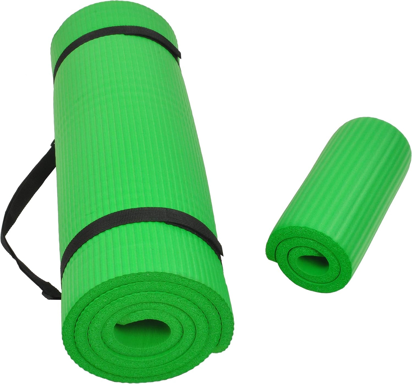 Signature Fitness All Purpose 1/2-Inch Extra Thick High Density Anti-Tear Exercise Yoga Mat and Knee Pad with Carrying Strap and Optional Yoga Blocks, Multiple