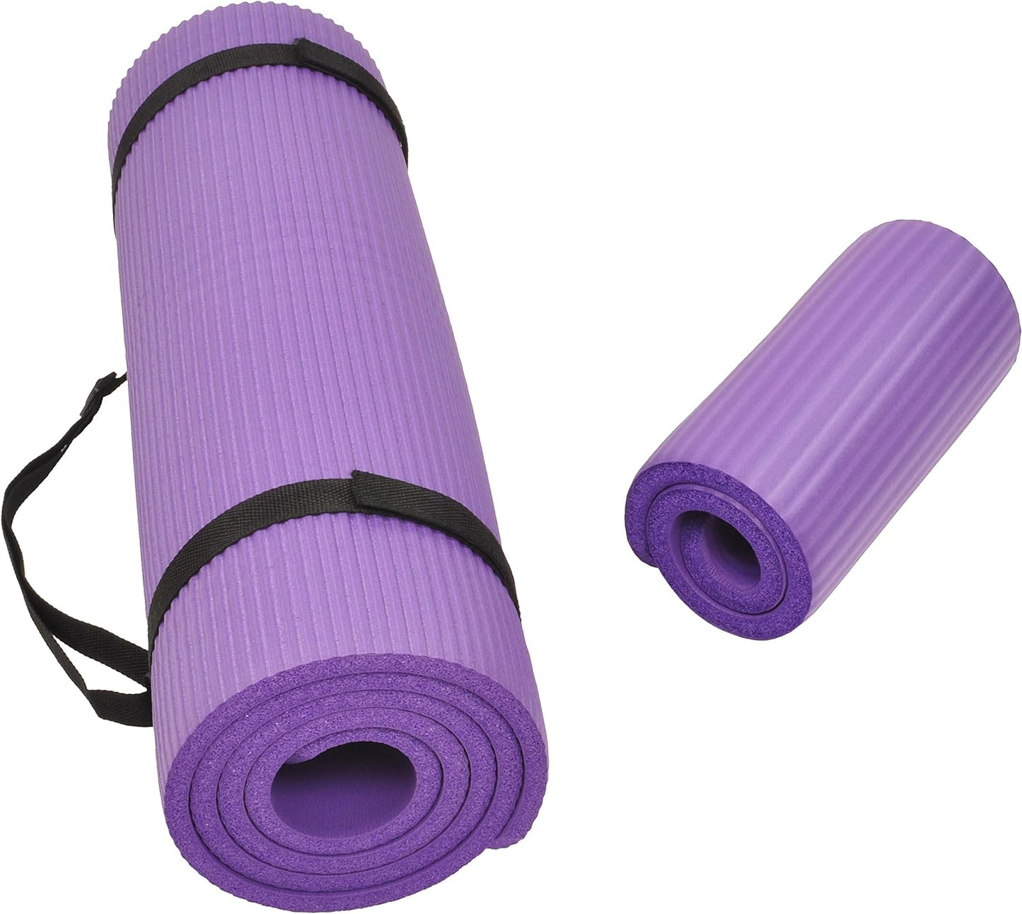 Signature Fitness All Purpose 1/2-Inch Extra Thick High Density Anti-Tear Exercise Yoga Mat and Knee Pad with Carrying Strap and Optional Yoga Blocks, Multiple