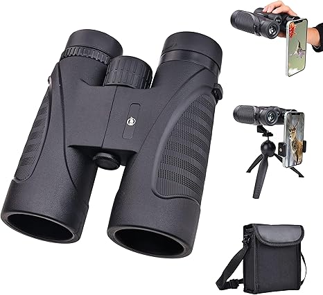 Elevon 12x42 HD Binoculars for Adults, High Powered Lightweight Pocket Binoculars with Phone Adapter Tripod Adapter and Storage Bag, Compact Telescope for Bird Watching, Hunting, and Traveling