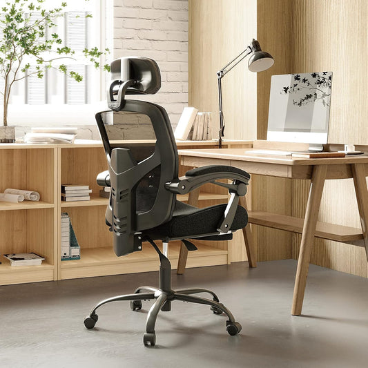 Elevon Office Computer Desk Chair, Gaming Chairs for Adults, High-Back Mesh Rolling Swivel Reclining Chairs with Wheels, Comfortable Lumbar Support, Comfy Arms for Home, Office, Gaming, Student