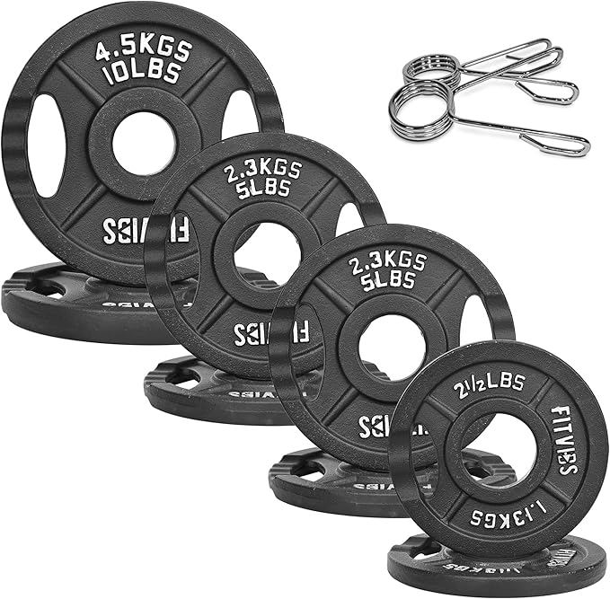 Fitvids Cast Iron 2-Inch Olympic Plate Weight Plate for Strength Training and Weightlifting