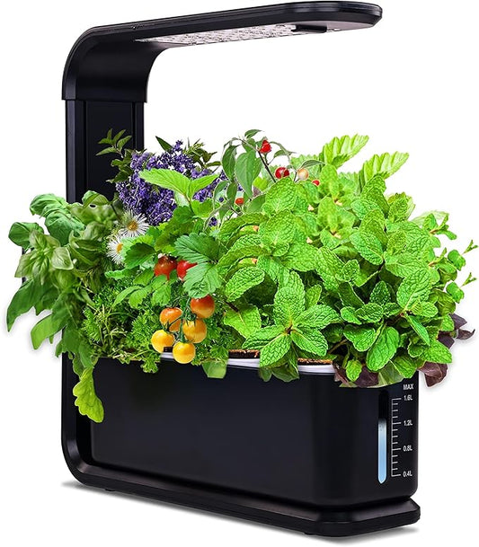 Elevon Hydroponic Growing System, 12-Pod Indoor Garden with LED Grow Light & Height-Adjustable Stand, Quiet Smart Pump Germination Kit, Fresh Harvest Hydroponic Planter for Herbs/Vegetables, Black