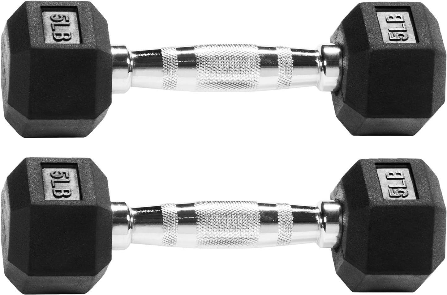 Signature Fitness Rubber Encased Hex Dumbbell, Multiple Sizes