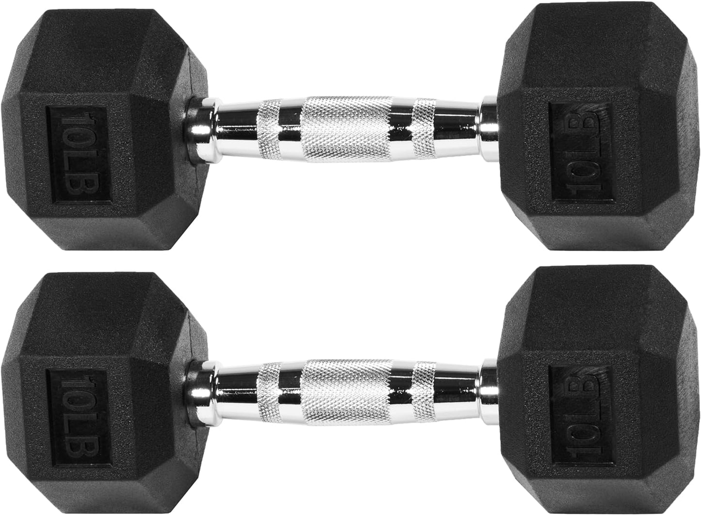 Signature Fitness Rubber Encased Hex Dumbbell, Multiple Sizes