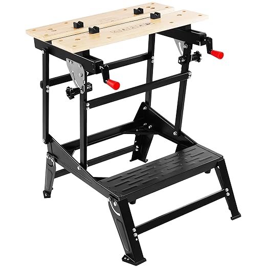 Elevon Multifunctional Workbench, Portable Foldable Workbench, Supports 550 lbs with Adjustable Jaws, Vertical Clamp and Four Adjustable Swivel Pins, Ideal for DIY, Woodworking and Home Repairs