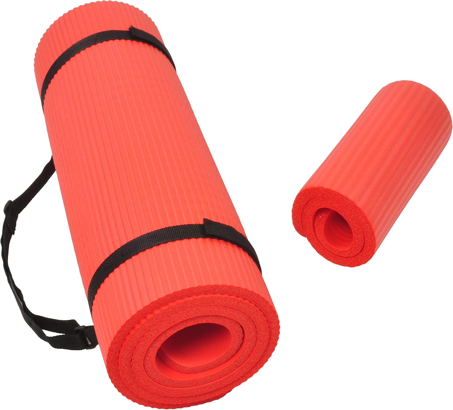 Signature Fitness All Purpose 1/2-Inch Extra Thick High Density Anti-Tear Exercise Yoga Mat and Knee Pad with Carrying Strap and Optional Yoga Blocks, Multiple