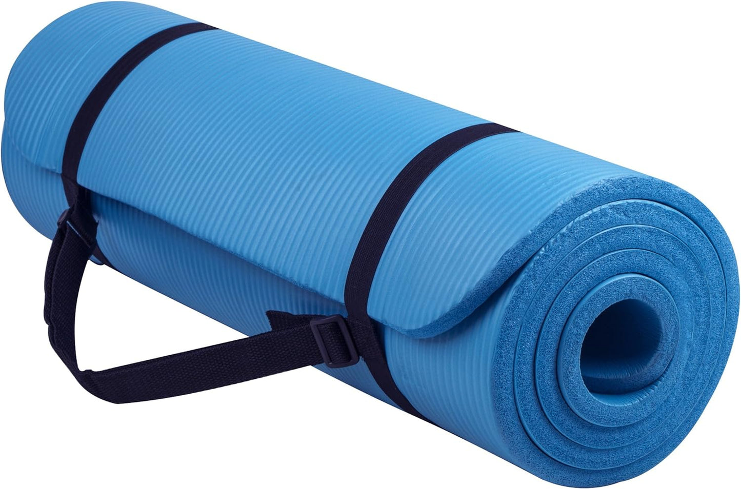 Signature Fitness All Purpose 1/2-Inch Extra Thick High Density Anti-Tear Exercise Yoga Mat with Carrying Strap with Optional Yoga Blocks, Multiple Colors