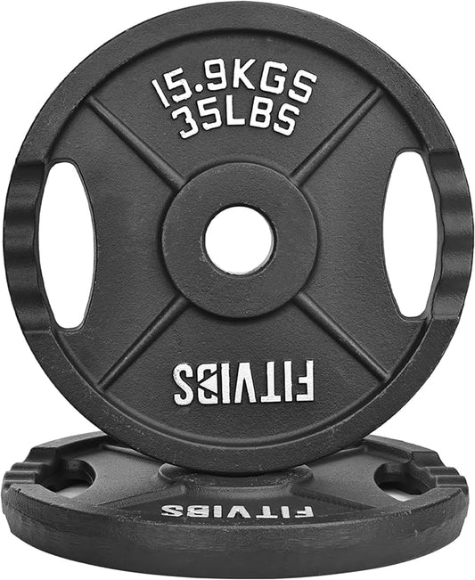 Fitvids Cast Iron 2-Inch Olympic Plate Weight Plate for Strength Training and Weightlifting