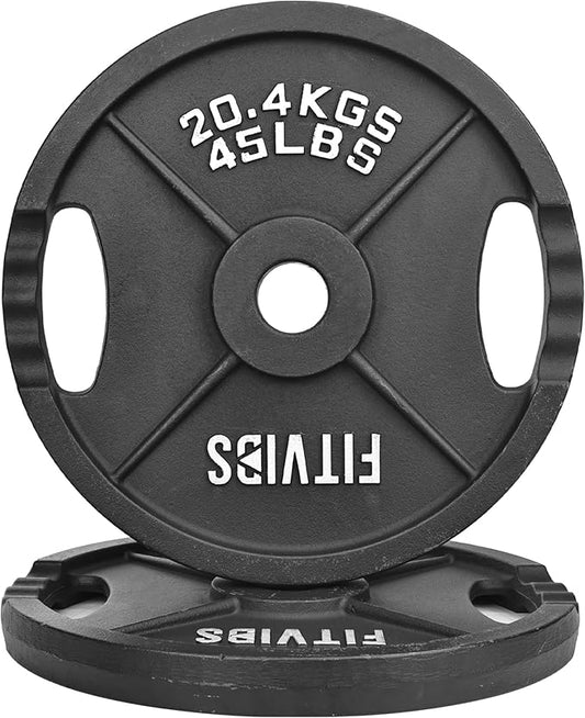 Fitvids Cast Iron 2-Inch Olympic Plate Weight Plate for Strength Training and Weightlifting