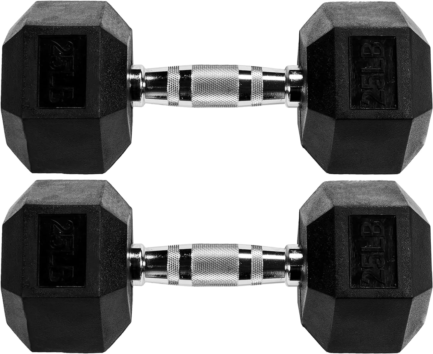 Signature Fitness Rubber Encased Hex Dumbbell, Multiple Sizes