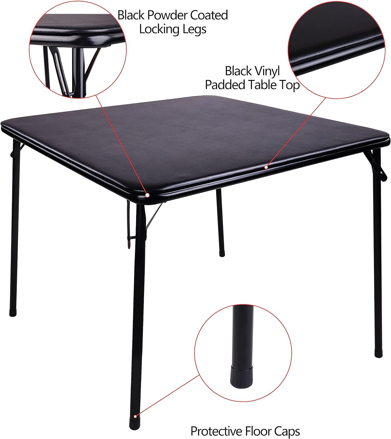 Signature Square 36-Inch Folding Card Table Collapsible Legs for Portability and Storage Vinyl Upholstery