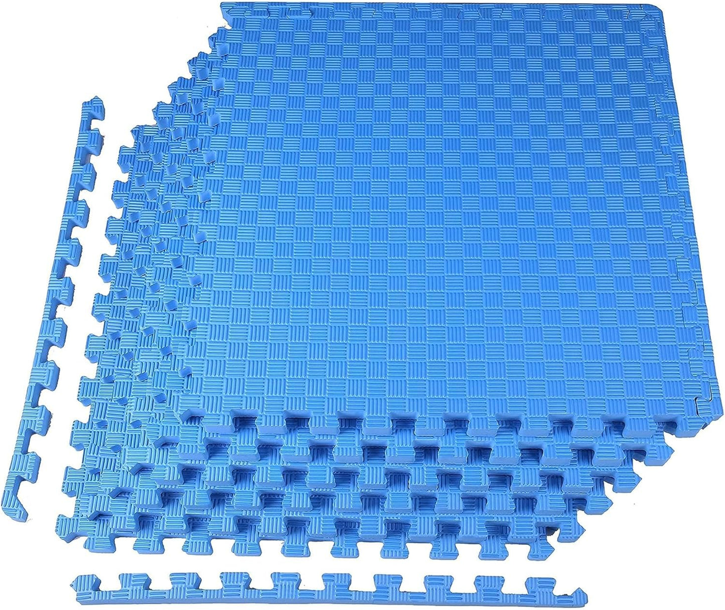Elevon Puzzle Exercise Gym Flooring Mat, 1" Thick EVA Interlocking Foam Tiles Workout Mat for Home Gym, Fitness Equipment, MMA, Gymnastics, 6 Tiles Shock-Absorbing Exercise Mat, Blue (24 Sq Ft)