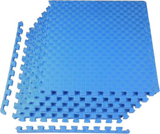 Elevon Puzzle Exercise Gym Flooring Mat, 1" Thick EVA Interlocking Foam Tiles Workout Mat for Home Gym, Fitness Equipment, MMA, Gymnastics, 6 Tiles Shock-Absorbing Exercise Mat, Blue (24 Sq Ft)