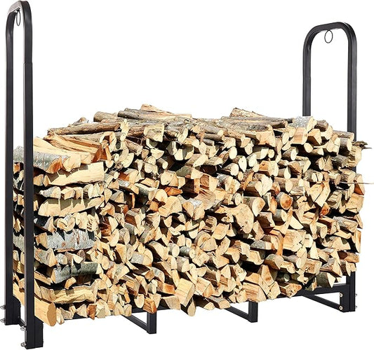 Elevon Firewood Rack Stand 4Ft. Heavy Duty Logs Holder for Outdoor Indoor Fireplace Metal Wood Pile Storage Stacker Organizer