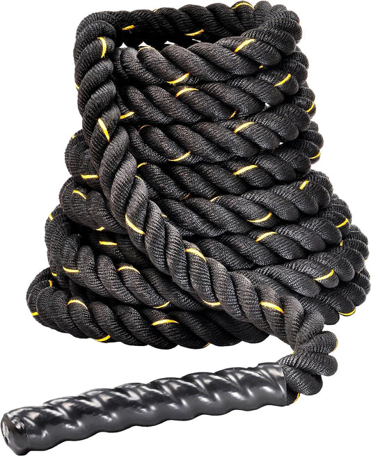 Signature Fitness Battle Rope 1.5Inch 2 Inch Diameter Poly Dacron 30 FT, 40 FT, 50 FT Length, Heavy Ropes for Home Gym and Workout