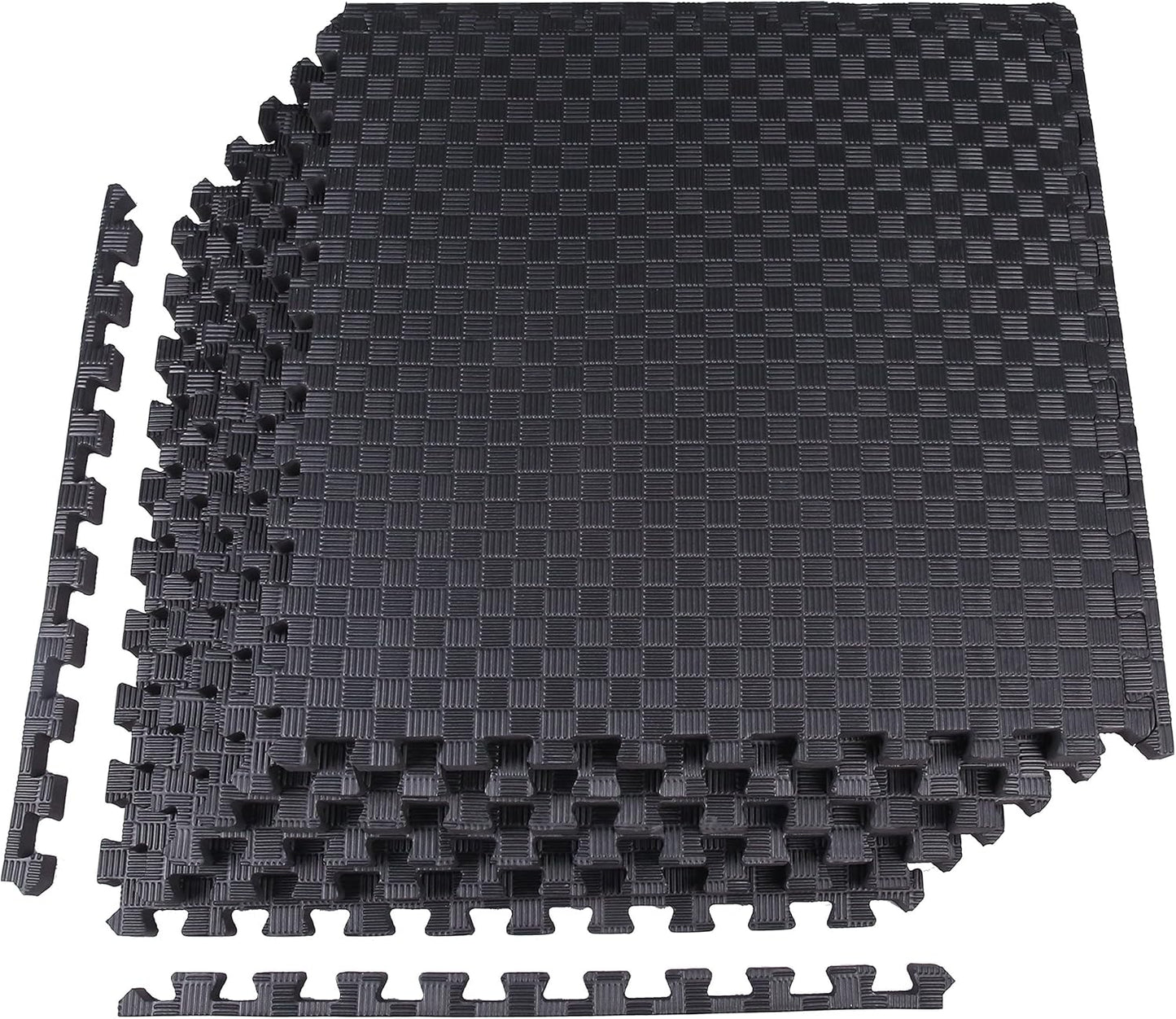 Elevon Puzzle Exercise Gym Flooring Mat, 1" Thick EVA Interlocking Foam Tiles Workout Mat for Home Gym, Fitness Equipment, MMA, Gymnastics, 6 Tiles Shock-Absorbing Exercise Mat, Black (24 Sq Ft)