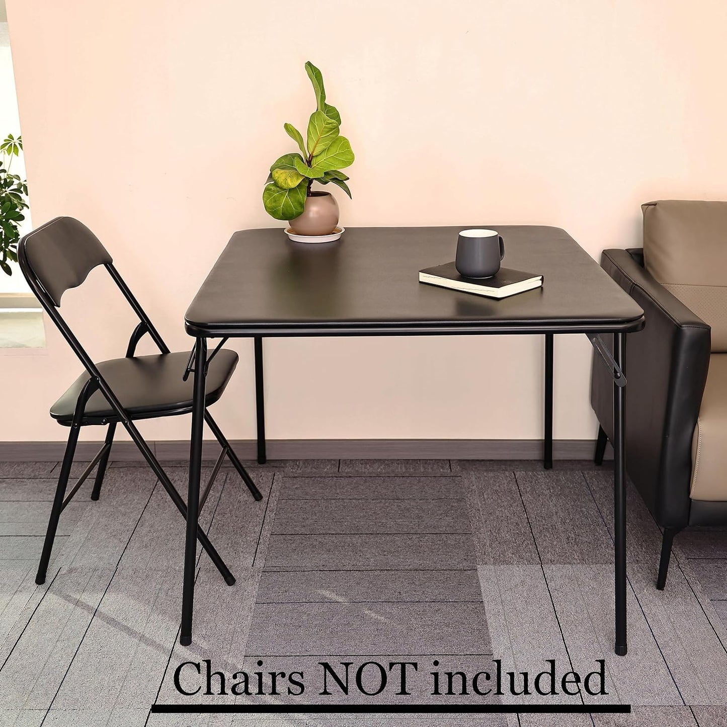 Signature Square 36-Inch Folding Card Table Collapsible Legs for Portability and Storage Vinyl Upholstery