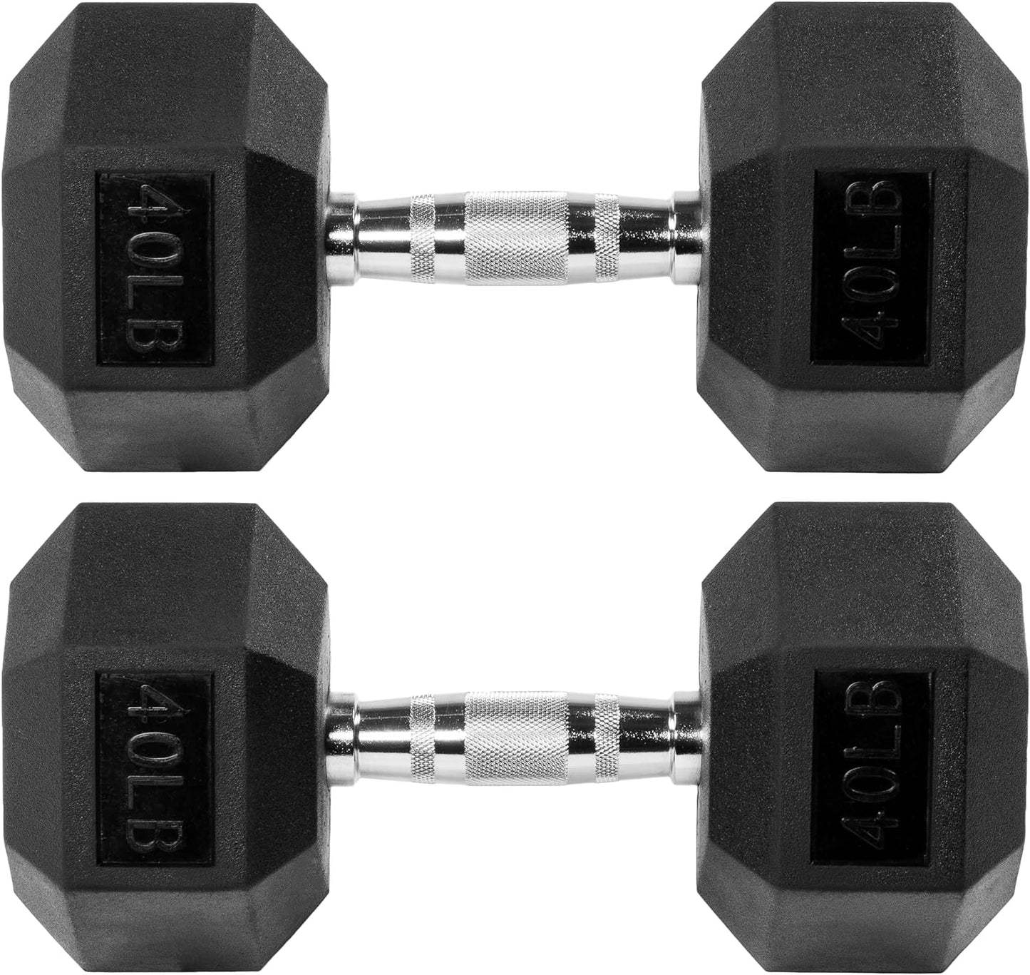 Signature Fitness Rubber Encased Hex Dumbbell, Multiple Sizes