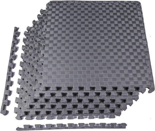 Elevon Puzzle Exercise Gym Flooring Mat, 1" Thick EVA Interlocking Foam Tiles Workout Mat for Home Gym, Fitness Equipment, MMA, Gymnastics, 6 Tiles Shock-Absorbing Exercise Mat, Grey (24 Sq Ft)